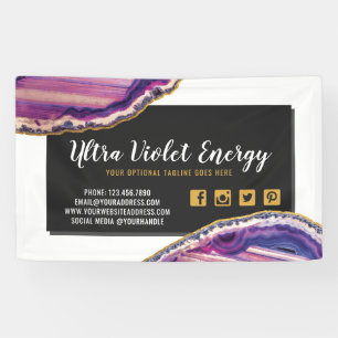 Lona Geode Agate Slice Gemstone Ultra Violeta Púrpura