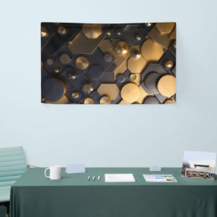 Lona Geometric Metallact Abstract Wall Art - Oro y Bl