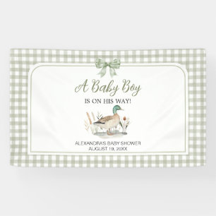 Lona Gingham Sage Green Mallard Duck Baby Shower