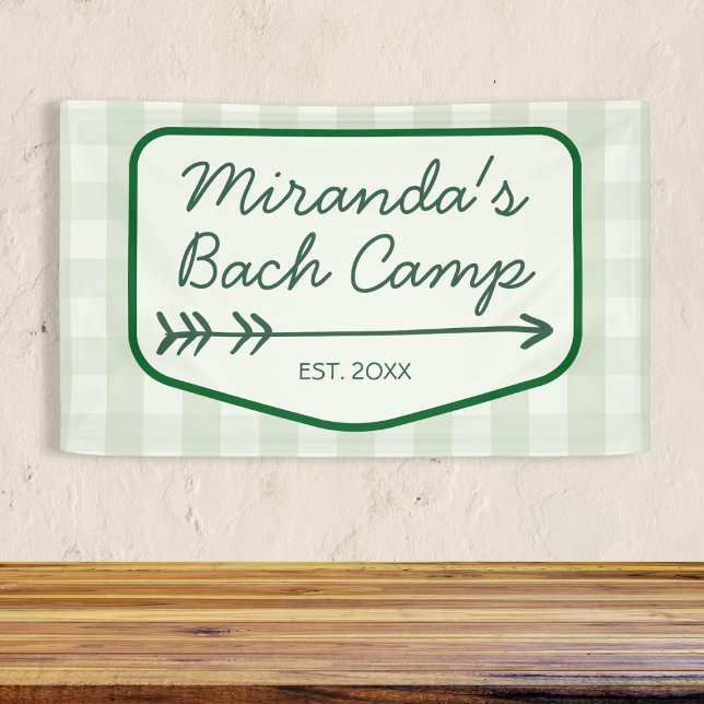 Lona Gingham Summer Bach Camp Green Bachelorette (Gingham Summer Bach Camp Green Bachelorette Banner)