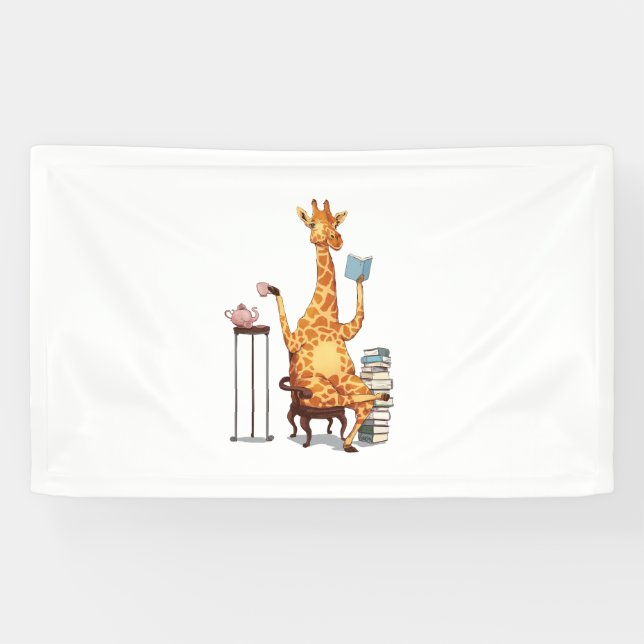 Lona Girafas, libros y obsequios de té (Horizontal)
