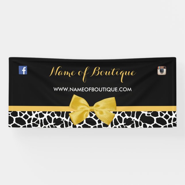 Lona Giraffe de moda Print Boutique Yellow Bow de 2 pie (Horizontal)