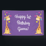 Lona Giraffe Kids Birthday Fiesta Cute<br><div class="desc">¡Esta adorable jirafa está aquí para el cumpleaños de su hijo! ¡Funciona bien para una fiesta de primer cumpleaños de niños lindos, un fiesta de zoológico o sólo un niño que ama las jirafas a cualquier edad! ¡El adorable bebé animal está usando un pequeño gorra fiesta para ayudar a celebrar!...</div>
