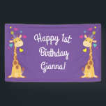 Lona Giraffe Kids Birthday Fiesta Cute<br><div class="desc">¡Esta adorable jirafa está aquí para el cumpleaños de su hijo! ¡Funciona bien para una fiesta de primer cumpleaños de niños lindos, un fiesta de zoológico o sólo un niño que ama las jirafas a cualquier edad! ¡El adorable bebé animal está usando un pequeño gorra fiesta para ayudar a celebrar!...</div>