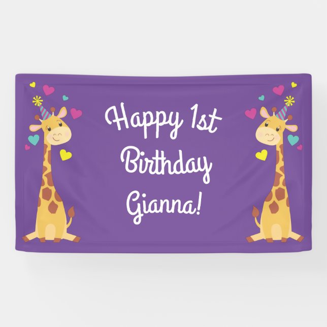 Lona Giraffe Kids Birthday Fiesta Cute (Horizontal)