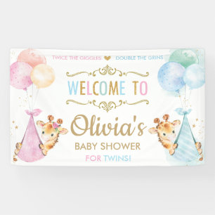 Lona Giraffe Twin Boy Chica Baby Shower Bienvenida
