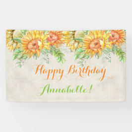 Lona Girasoles acuarela naranja amarillo verde brillant
