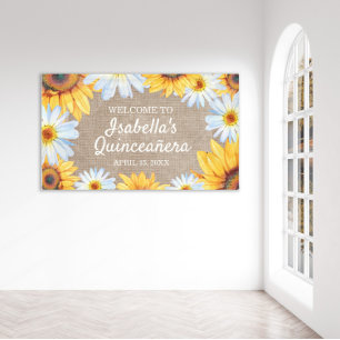 Lona Girasoles Margarita Blanca Arpillera Quinceañera B