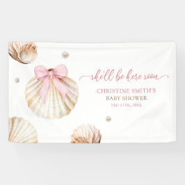 Lona Girl Pink Bow Shell Baby Shower Large Banner