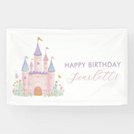 Lona Girls Birthday Party Banner Princess Pastel Castle