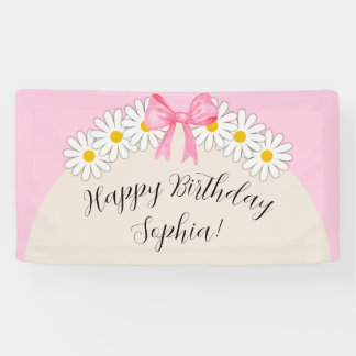 Lona Girl's Daisy Flower and Bow Birthday Banner