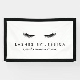 Lona Glam Eyelashes Banner clásico negro y blanco