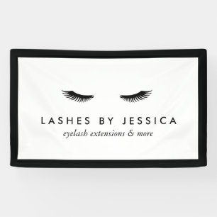 Lona Glam Eyelashes Banner clásico negro y blanco