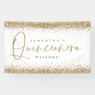 Lona Glam Gold Nombre Purpurina Bienvenida Quinceañera