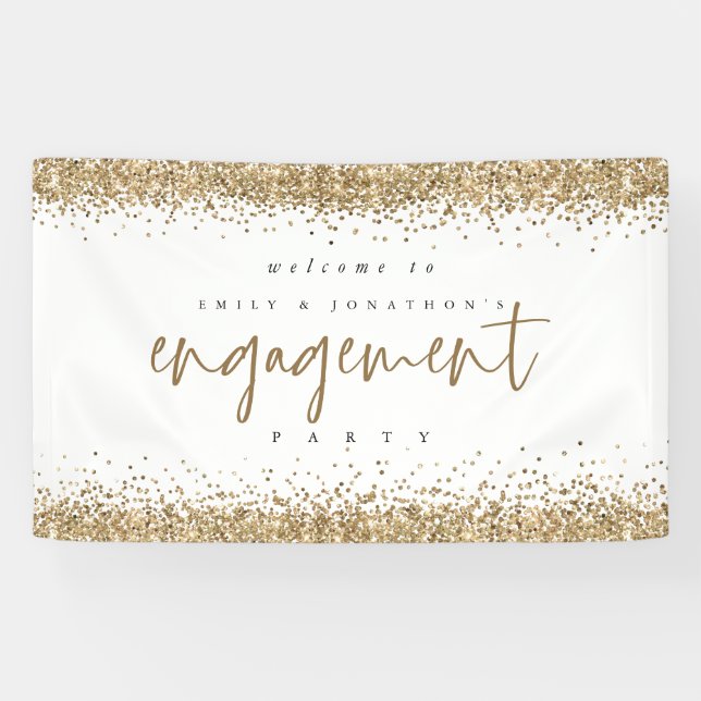 Lona Glam Gold Purpurina Borders Welcome Engagement Par (Horizontal)