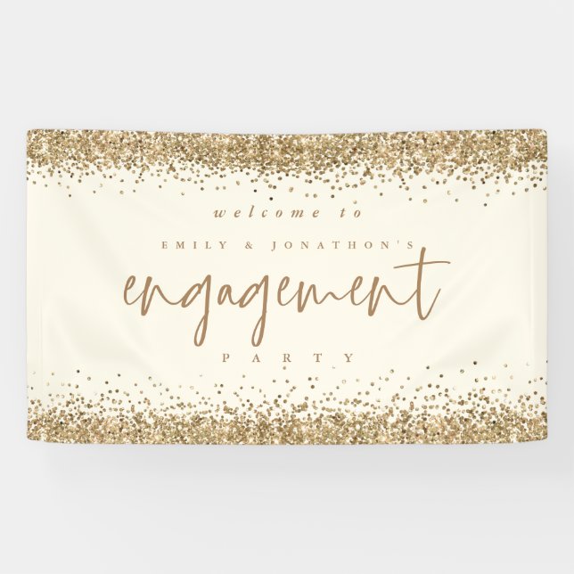 Lona Glam Gold Purpurina Cream Welcome Engagement Party (Horizontal)