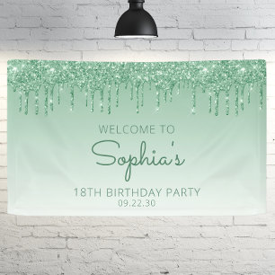 Lona Glam Green Purpurina Drip 18th Birthday Party