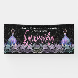 Lona Glam Happy Birday Dancers Quinceanera Pink Black