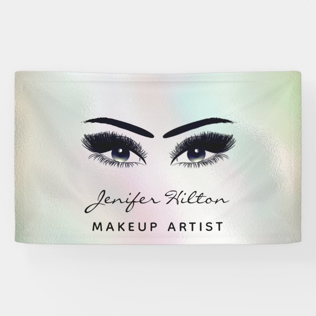 Lona Glam moda moderna pestañas holográficas y cejas (Horizontal)