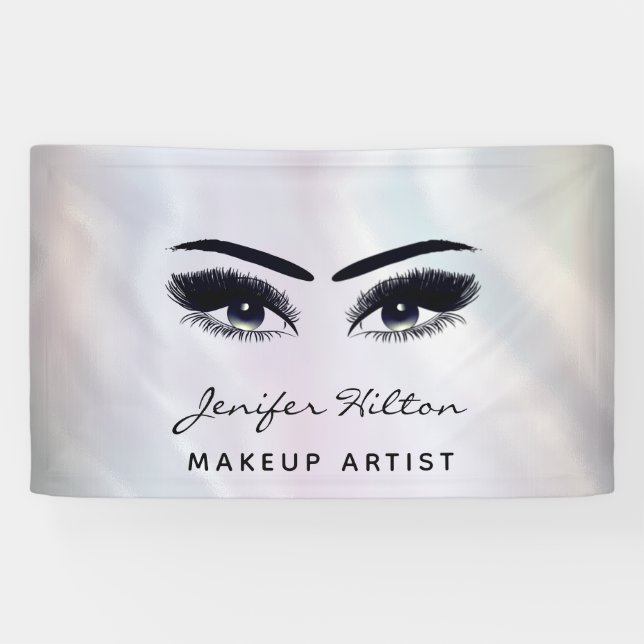 Lona Glam moda moderna pestañas holográficas y cejas (Horizontal)