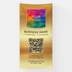 Lona Glamour de plantilla vertical de código QR con log