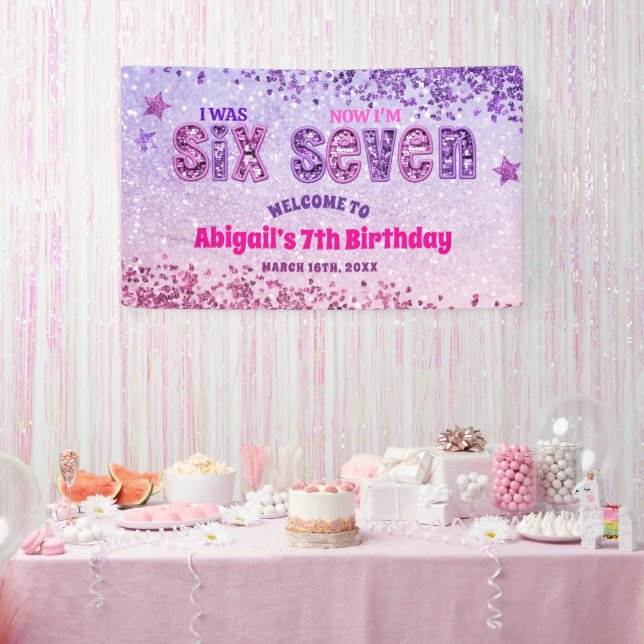 Lona Glitter Sequins 67 Birthday Party Welcome Sign (Fiesta)