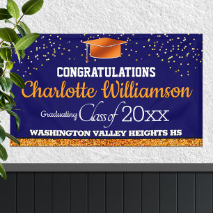 Lona Glittery Blue and Orange Graduation