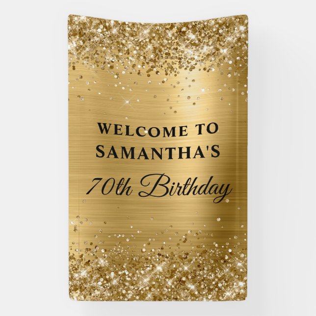 Lona Glittery Gold Foil 70th Birthday Vertical (Vertical)