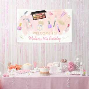Lona Glitz & Glam Pink Gold Spa Cumpleaños