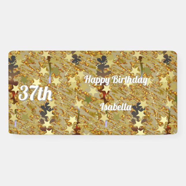 Lona Glitzy Sparkling Happy Any Age Birthday (Horizontal)