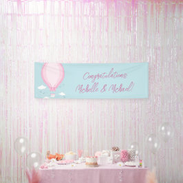 Lona Globo de aire caliente Baby Shower Pink