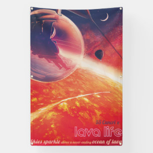 Lona Globo de aire caliente extremo sobre el paisaje vo