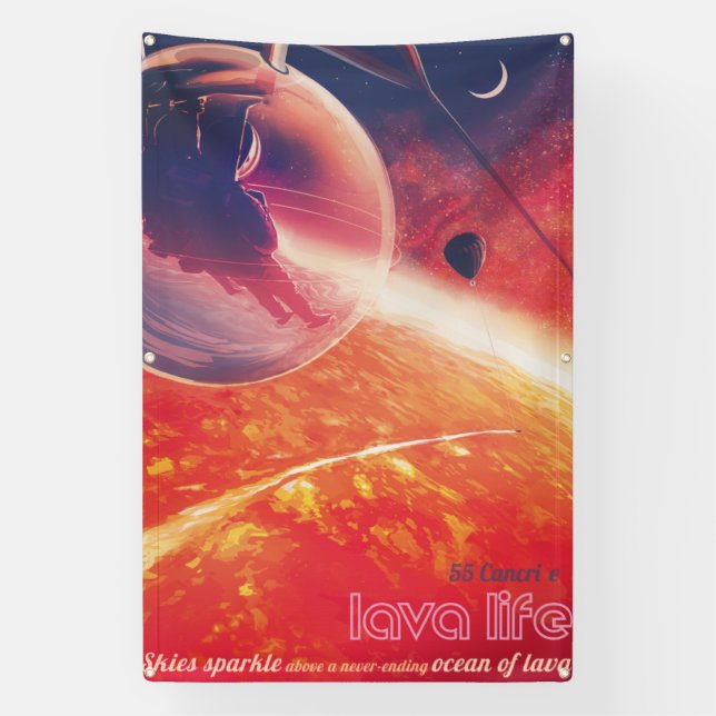 Lona Globo de aire caliente extremo sobre el paisaje vo (Vertical)