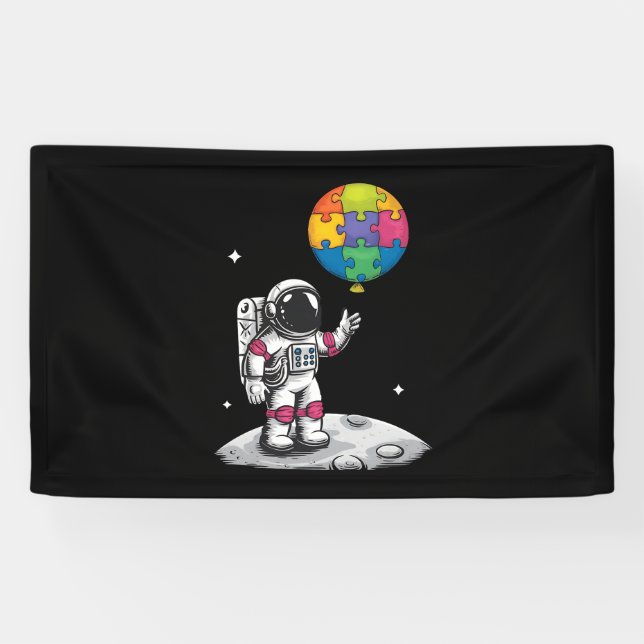 Lona Globo de astronauta autista Espacio Conciencia sob (Horizontal)