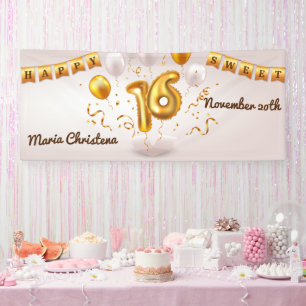 Lona Globo de cumpleaños Golden Glow Sweet 16