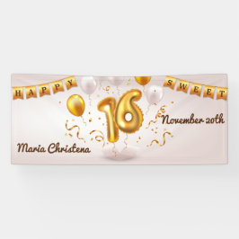 Lona Globo de cumpleaños Golden Glow Sweet 16