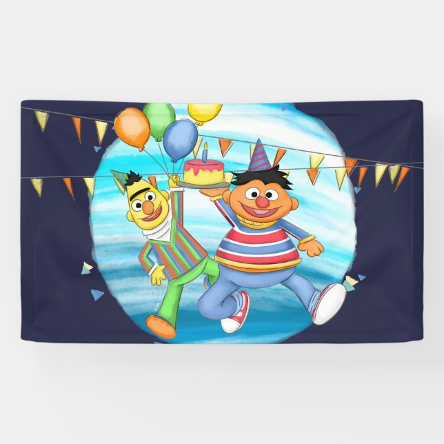 Lona Globos de Bert y Ernie Birthday (Horizontal)
