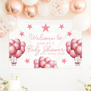 Lona Globos de Color Rosa Acuarela Bienvenida a la Fies