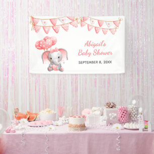 Lona Globos de elefante rosa personalizados para baby s