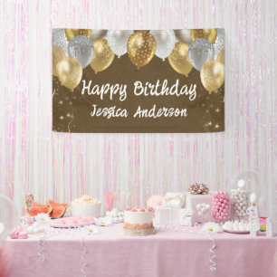 Lona Globos de papel kraft plateado y dorado para cumpl