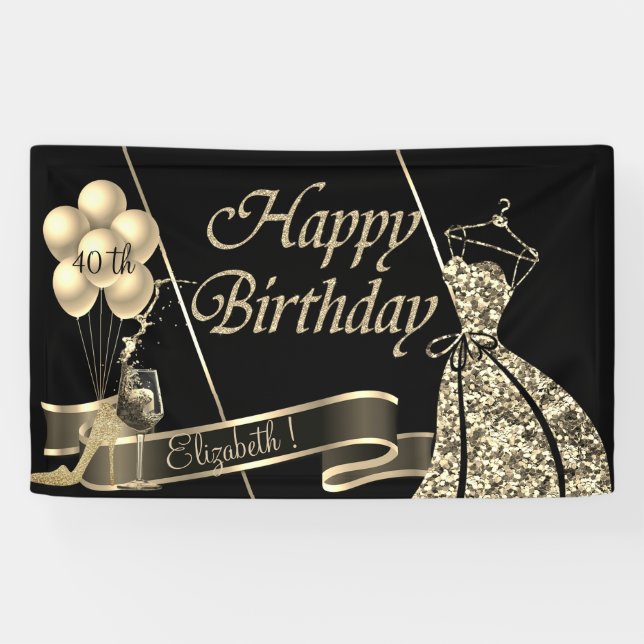 Lona Globos de Purpurina de oro moderno, vidrio, talón  (Horizontal)