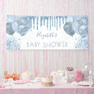 Lona Globos de purpurinas de plata azul de Baby Shower