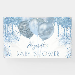 Lona Globos de purpurinas de plata azul de Baby Shower