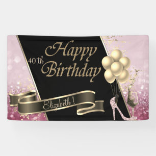 Lona Globos dorados negros modernos, vidrio, tacón alto