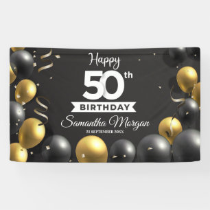 Lona Globos negros de oro modernos de cualquier edad
