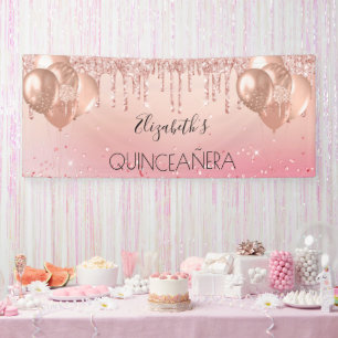 Lona Globos purpurinas de oro rosa rosado de Quinceaner