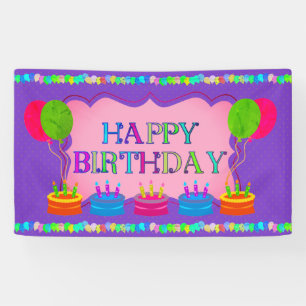 Lona Globos y cumpleaños de pasteles