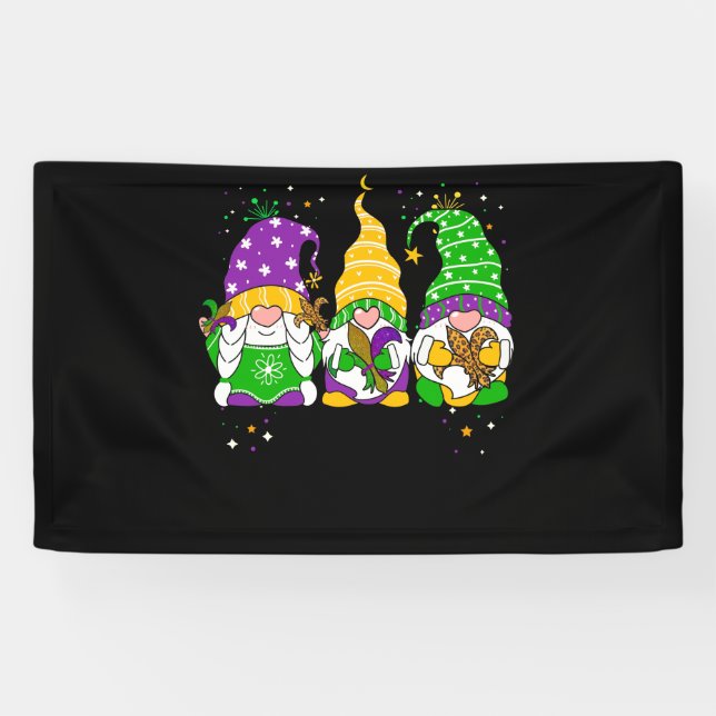 Lona Gnomes Mardi Gras Gnome Fleur De Lis Fat Martes (Horizontal)