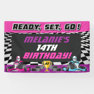 Lona Go Kart Girls Birthday Party Carreras