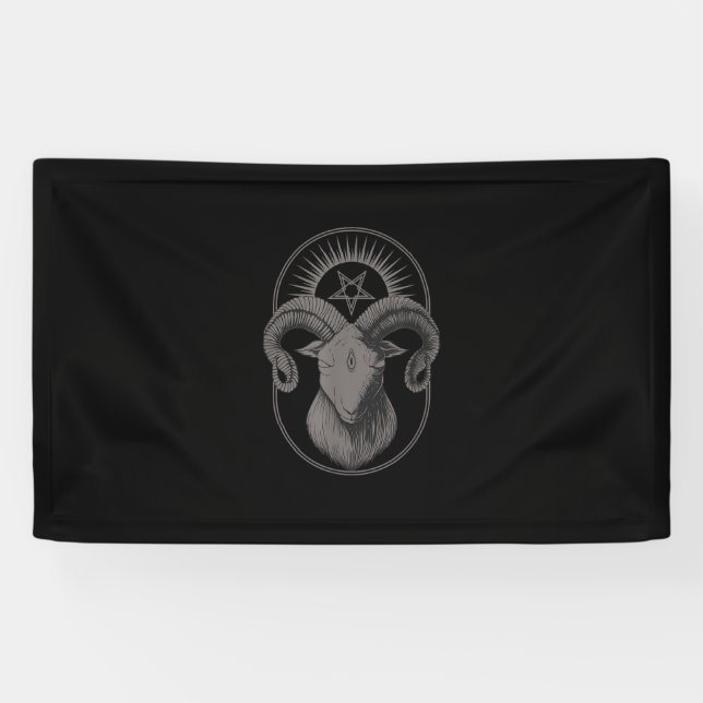 Lona Goat Devil Pentagram Baphomet Satan Occult Satanic (Horizontal)